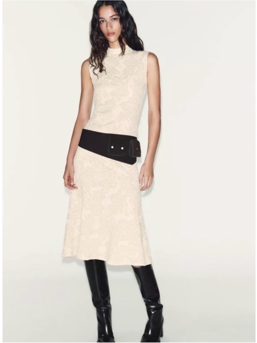 ZARA Metallic Thread Jacquard Midi Dress NWT ❗️